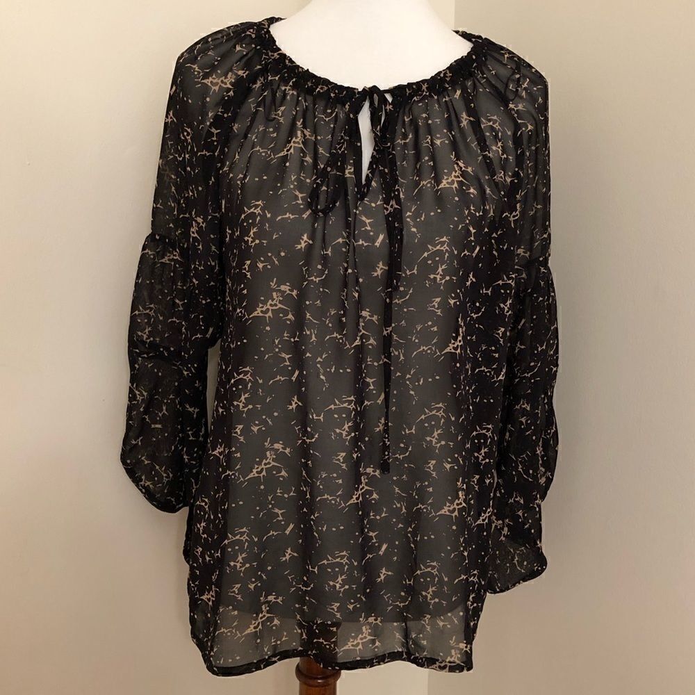 Patterson J. Kincaid | Black & Tan Sheer Blouse